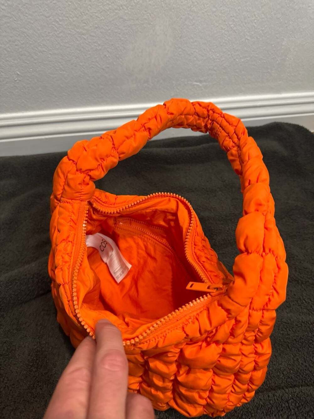 COS Quilted Mini Bag in Bright Orange - Picture 2 of 2